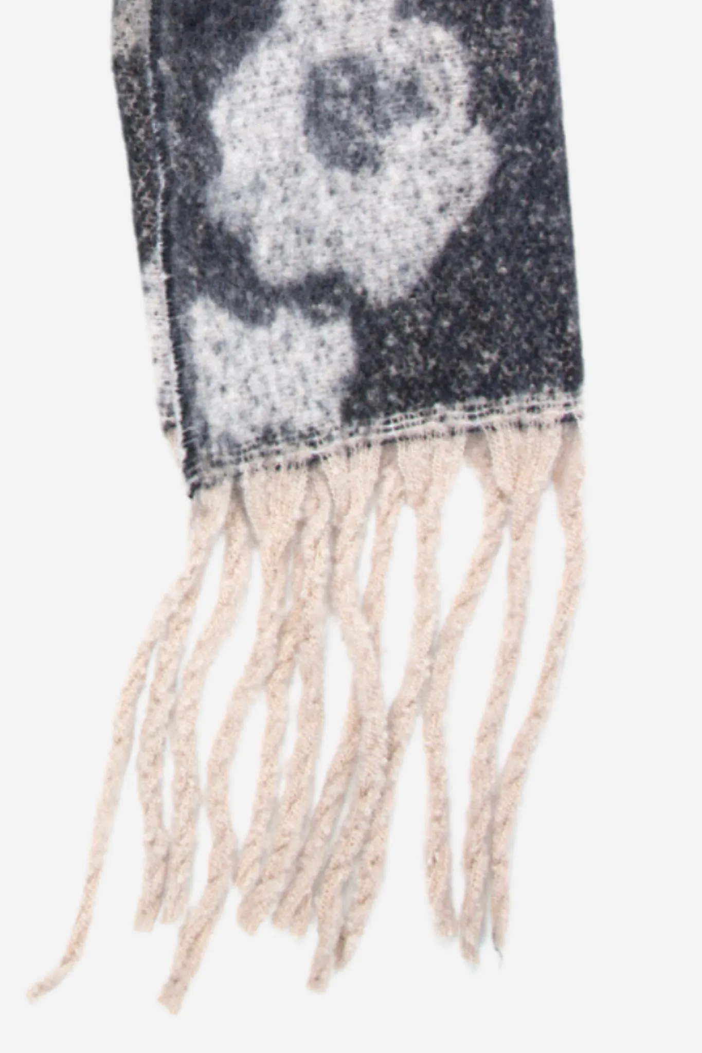Grey Large Leopard Print Heavyweight Scarf