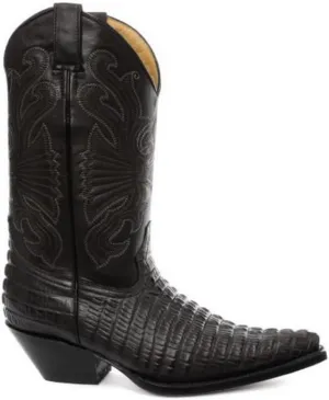 Grinders Carolina Black Croc Mens Western Cowboy Boots