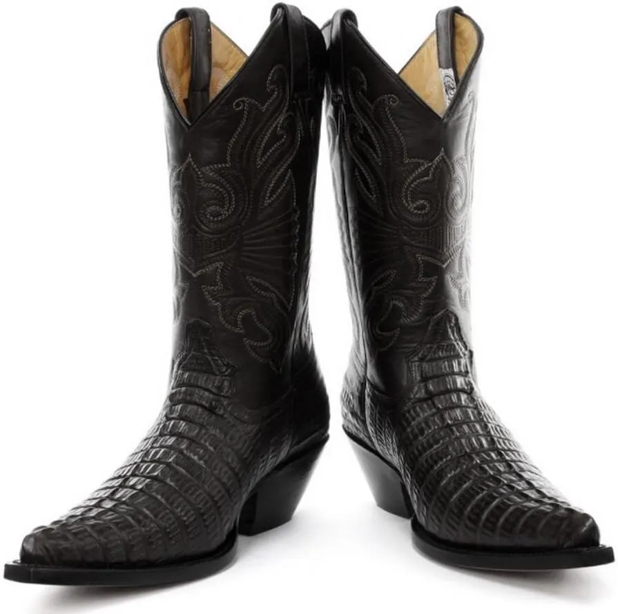 Grinders Carolina Black Croc Mens Western Cowboy Boots