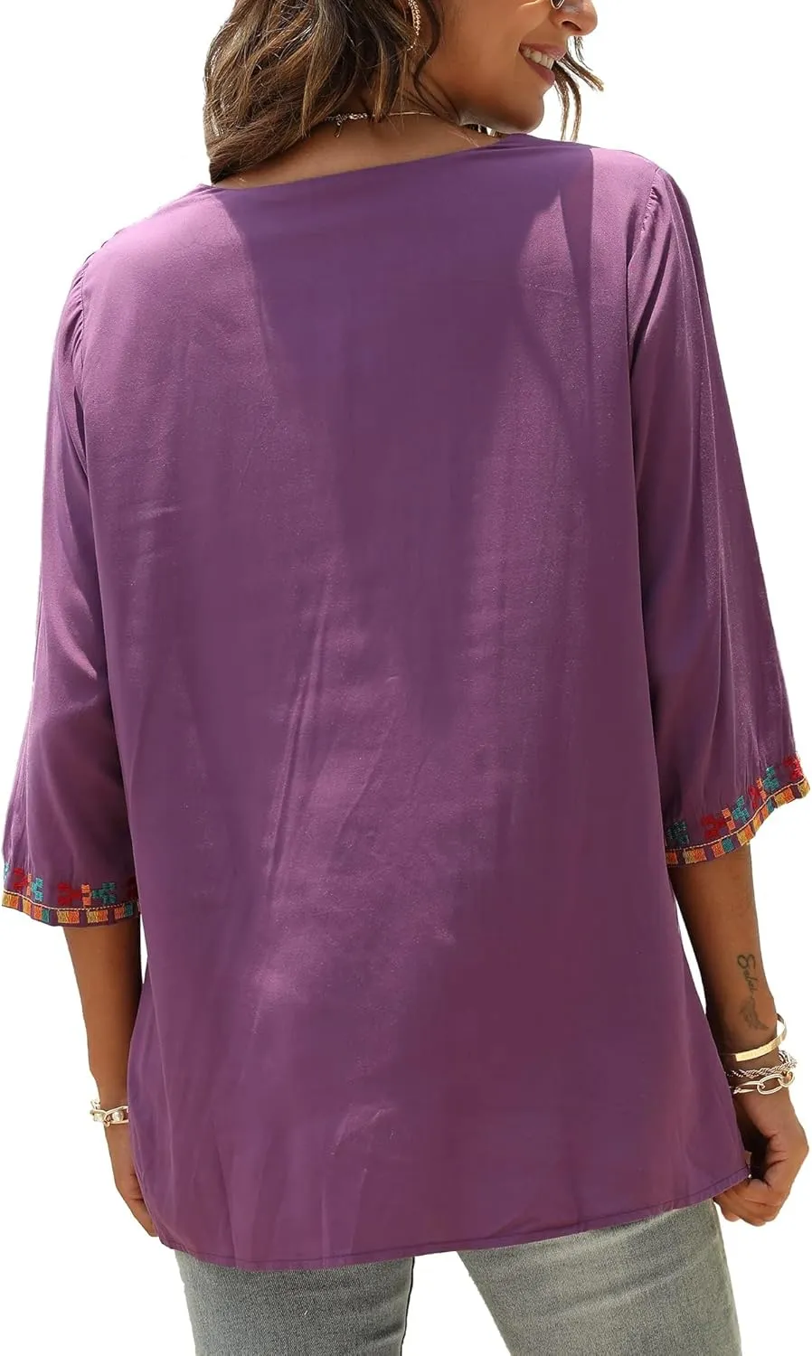 Grosy Bohemian Embroidered Tops for Women, Hippie Clothes, Mexican Peasant Blouses, Traditional Boho Clothing Tunic Shirts
