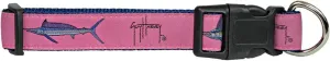Guy Harvey Canvas Ribbon Nylon Embroidered Pink Dog Collars 3 Sizes Marlin Dolphin (Medium 16"-24", Hot Pink)