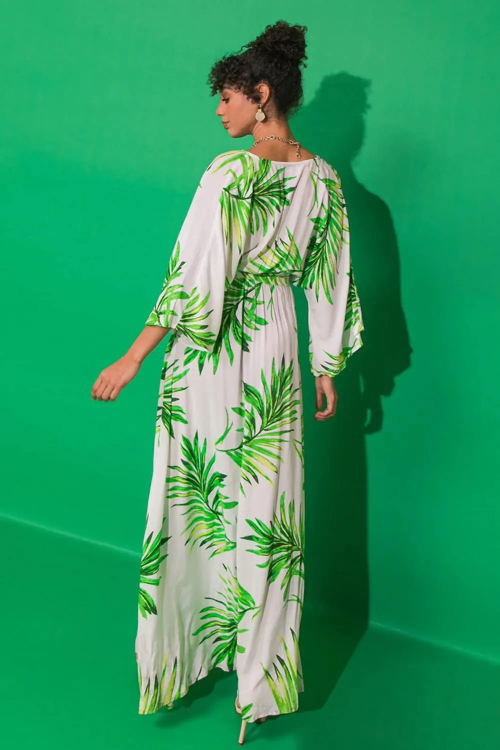 Halter Bohemian Floral Maxi Dress - Tropical Print Ethnic Print Keyhole Sundress