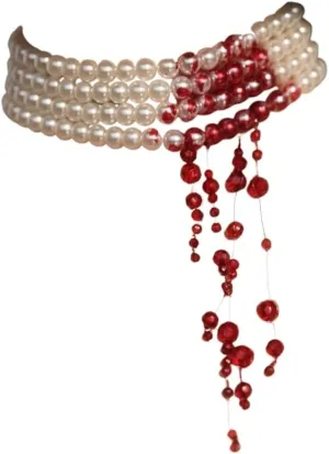 Handmade Dripping Blood Imitation Pearls Necklace Vampire Choker Party Costume Women