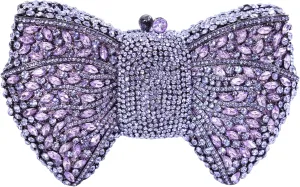Handmade Inlay Rhinestone Bow Clutch Bag for Women, Sparkling Evening Party Wedding Purse with Detachable Pearl Chain Strap
