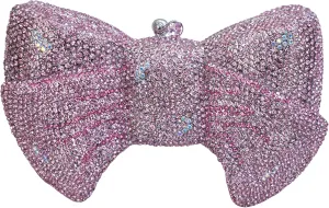 Handmade Inlay Rhinestone Bow Clutch Bag for Women, Sparkling Evening Party Wedding Purse with Detachable Pearl Chain Strap