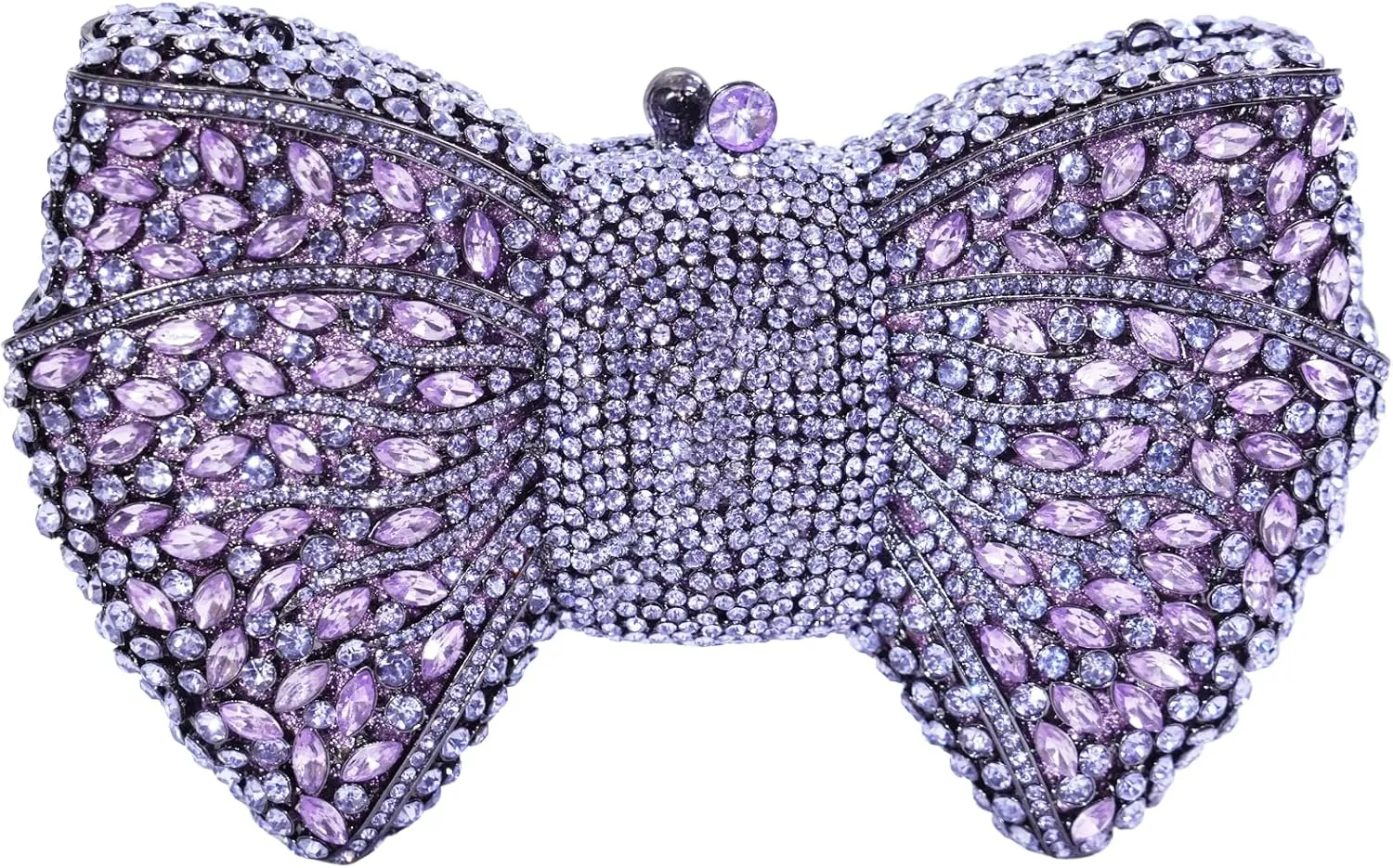 Handmade Inlay Rhinestone Bow Clutch Bag for Women, Sparkling Evening Party Wedding Purse with Detachable Pearl Chain Strap