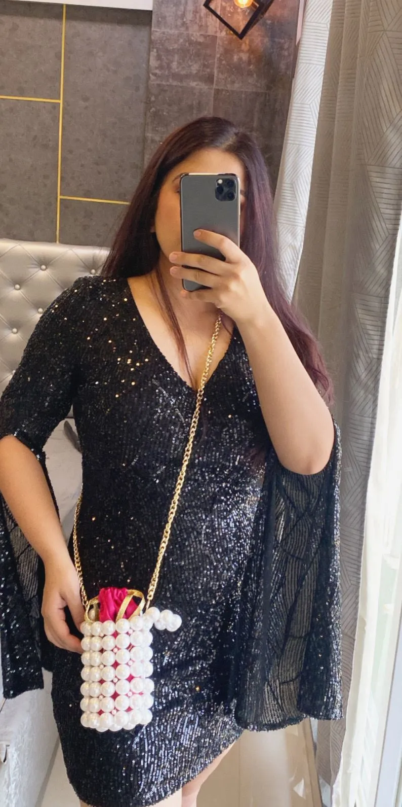 Handmade Luxury GOLDEN Bead Pearl Bucket Bag - Large