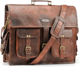 Handmade World Leather Laptop Messenger Bag For Men Women 'The Alpha' Fits 17 Inch Computer Briefcase Satchel Bag For Office Business (16 Inch)