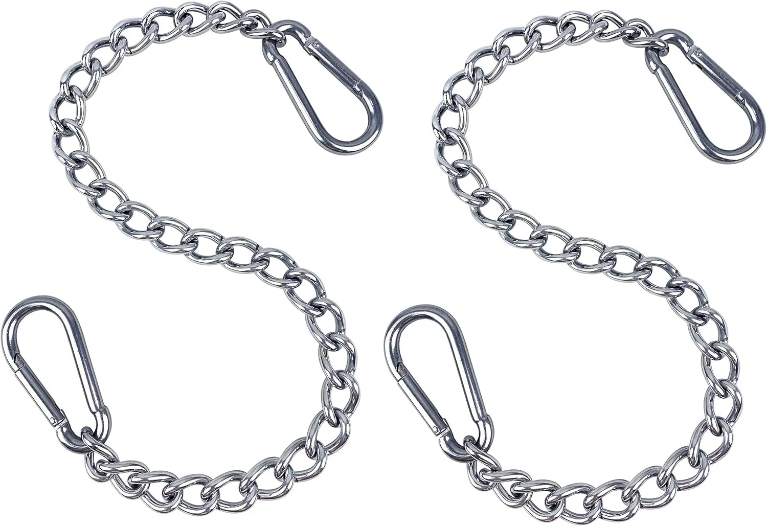 Hanging Chair Chain with Two Carabiners, Stainless Steel Hanging Kits for Hammock Punching Bags Heavy Duty 400LB Capacity Indoor Outdoor, 2 Sets