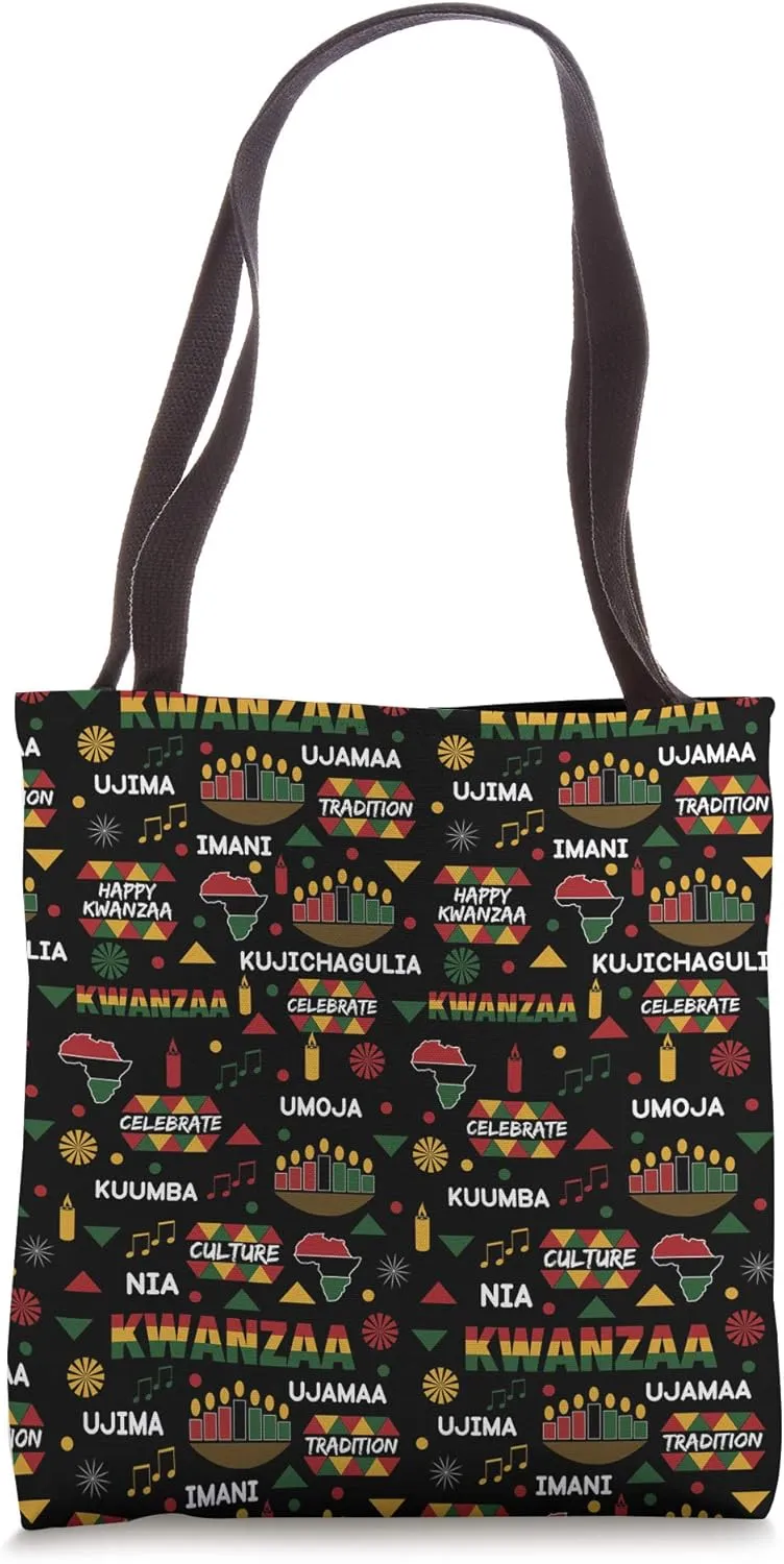 Happy Kwanzaa 7 Principles Celebration Pattern Tote Bag