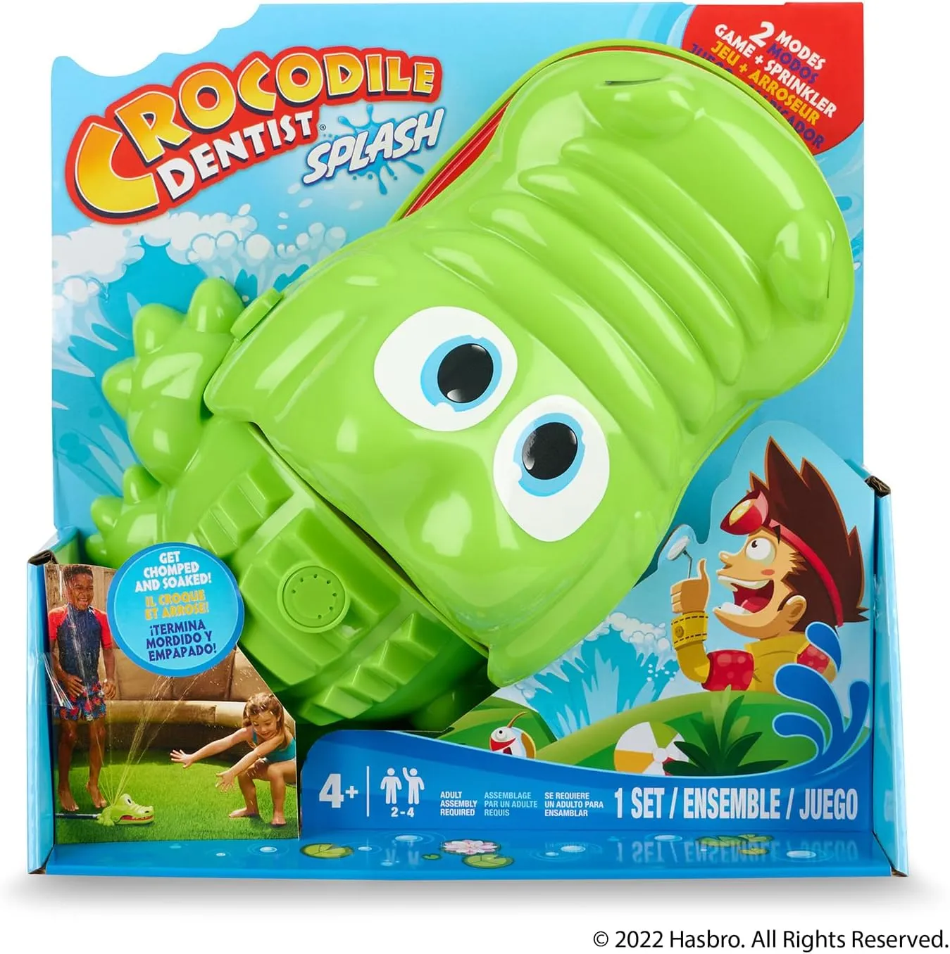 Hasbro Crocodile Dentist Splash Water Game for Kids – Backyard Sprinkler Outdoor Games for Summer Fun