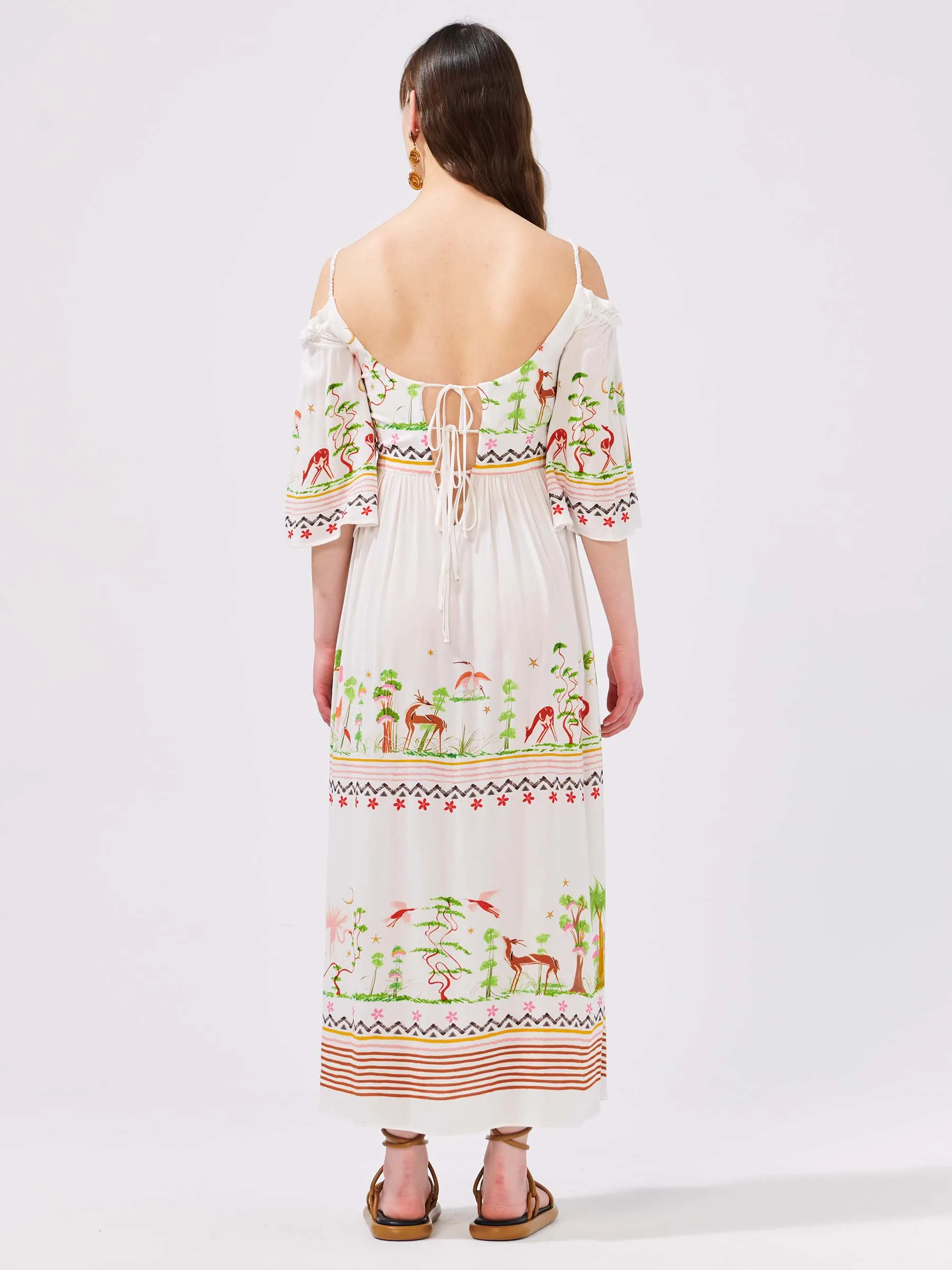 Hayley Menzies memories of utopia off shoulder midi dress