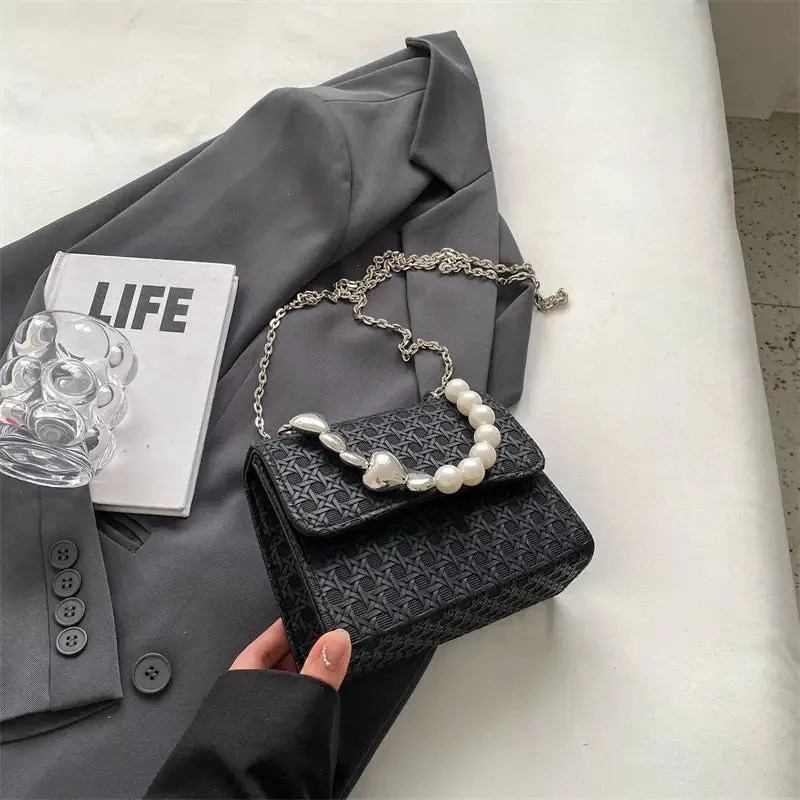 Heart Pearl Shoulder Bags