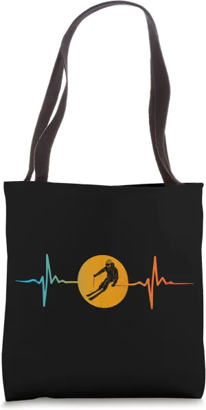 Heart Pulse Winter Skiing Extreme Sport Tote Bag