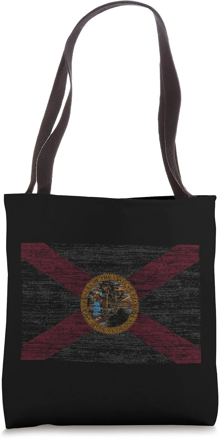 Heavy Distressed Florida Flag US State Grunge Souvenir Tote Bag