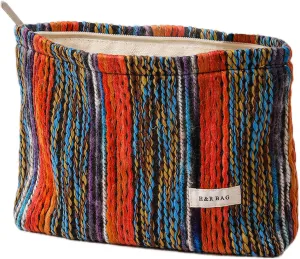 HEY M&Q Bohemian Vintage Kniting Cosmetic Bags for Women Large Capacity Zipper Canvas Pencil Pouch Travel Toiletry Makeup Bag