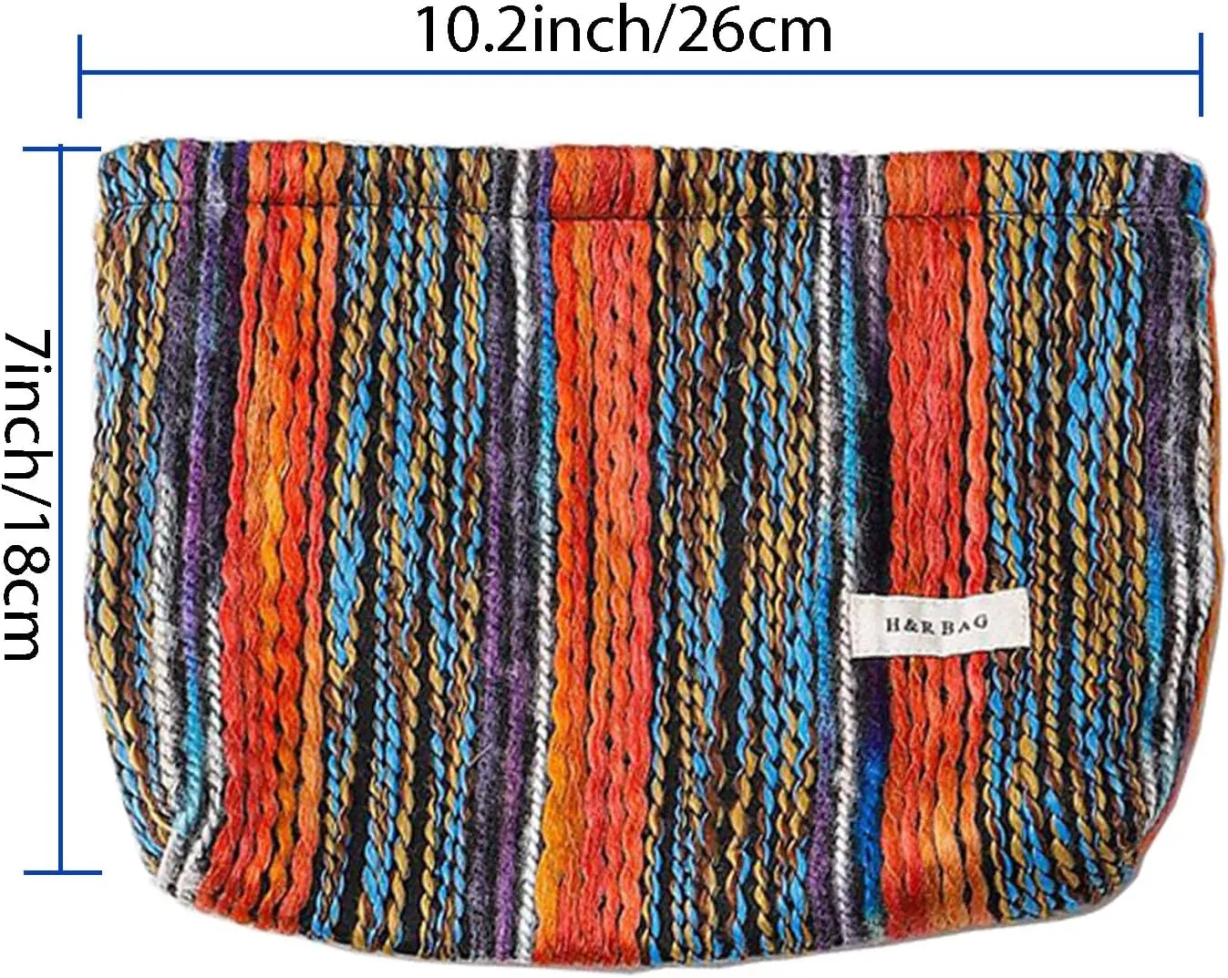 HEY M&Q Bohemian Vintage Kniting Cosmetic Bags for Women Large Capacity Zipper Canvas Pencil Pouch Travel Toiletry Makeup Bag