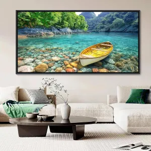 HGUAOA Lake Canvas Wall Art - Nature Landscape Mountain Wall Art for Living Room, Rustic Artwork for Walls, Pictures for Bedroom, Fine Home Decor, Scenic Wall Decor 29×58IN