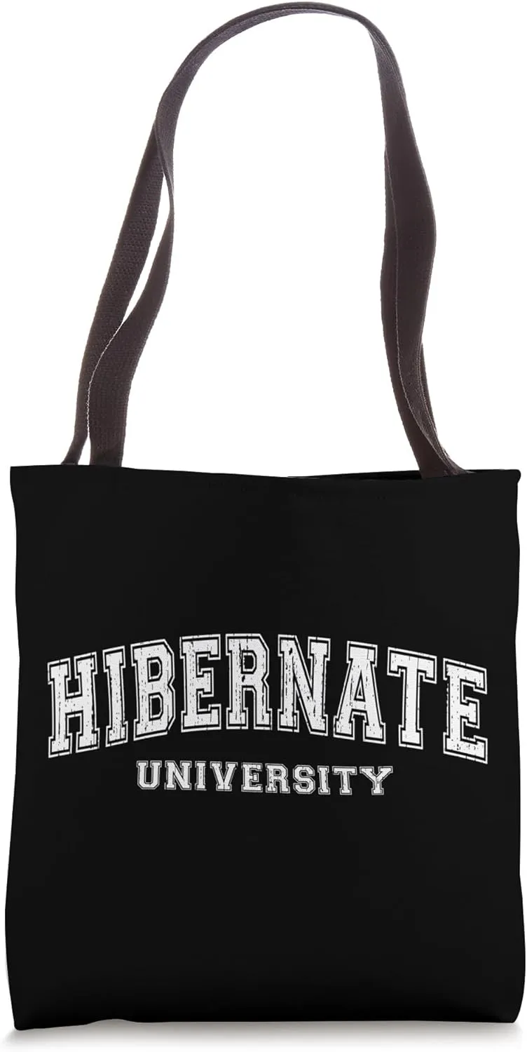 Hibernate University - Vintage Collegiate Sport Style Tote Bag