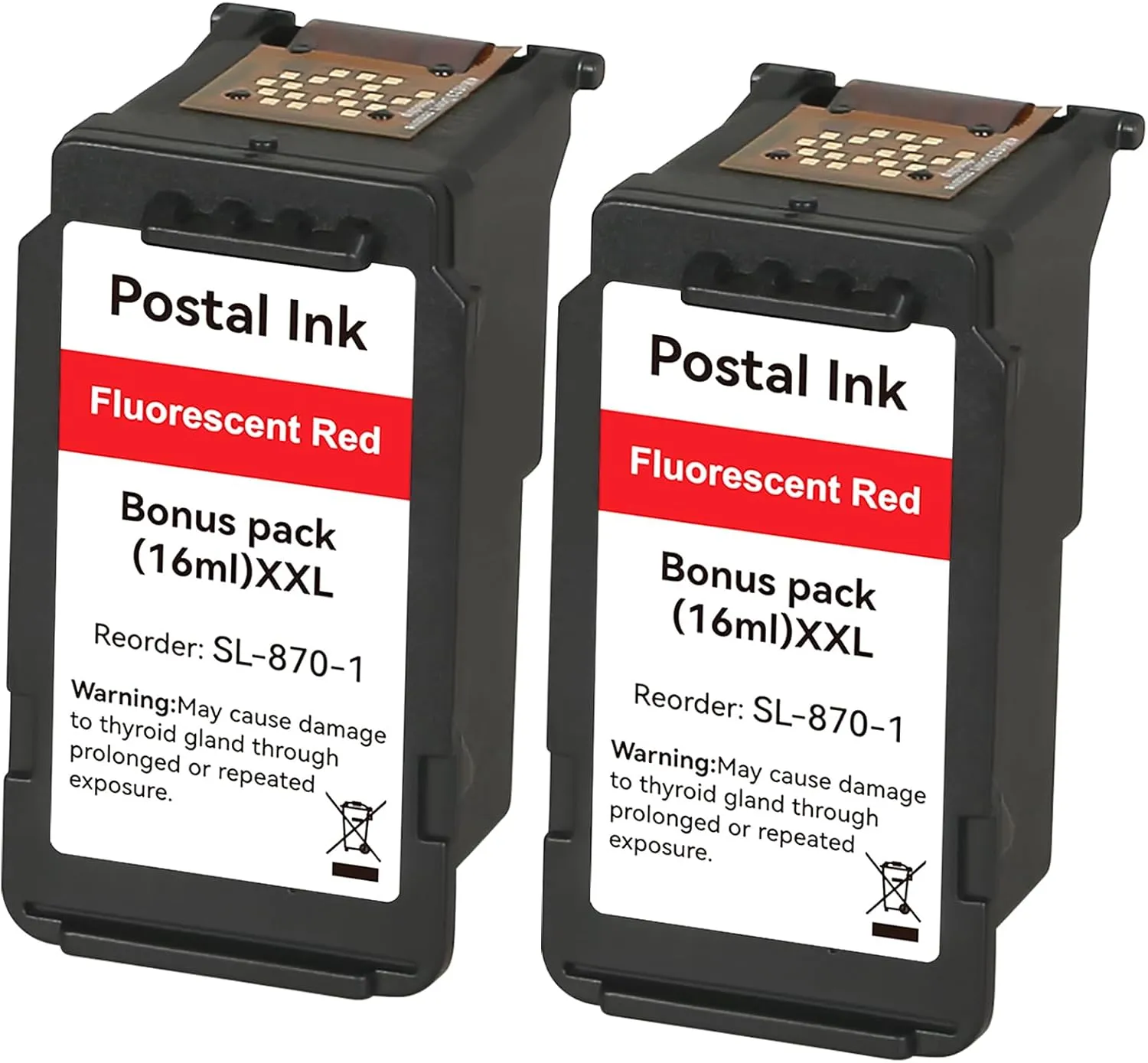 High Capacity SL-870-1 XXL Red Ink Cartridge Compatible SL870-1 SL8701 XXL Fluorescent Red Ink Replacement for The PB New SendPro Mailstation Postage Meter (CSD1) Machine (2pack)(16ml*2)