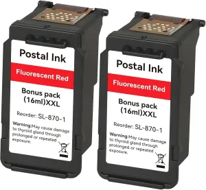 High Capacity SL-870-1 XXL Red Ink Cartridge Compatible SL870-1 SL8701 XXL Fluorescent Red Ink Replacement for The PB New SendPro Mailstation Postage Meter (CSD1) Machine (2pack)(16ml*2)