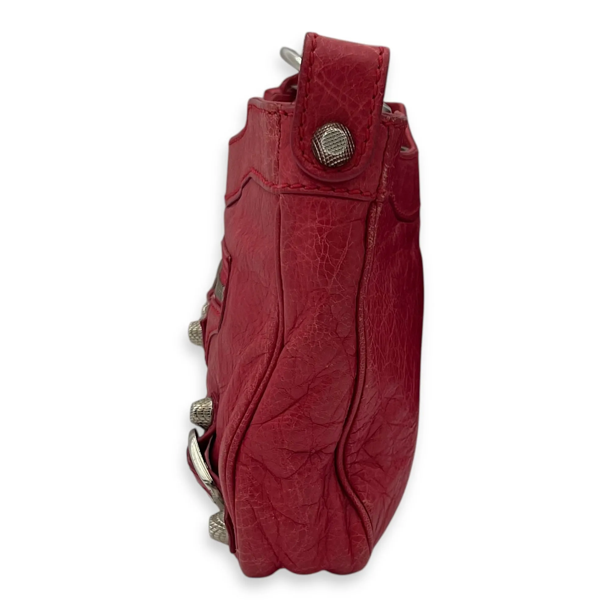Hip Red Shoulder Bag in Distressed Leather, Silver hardware