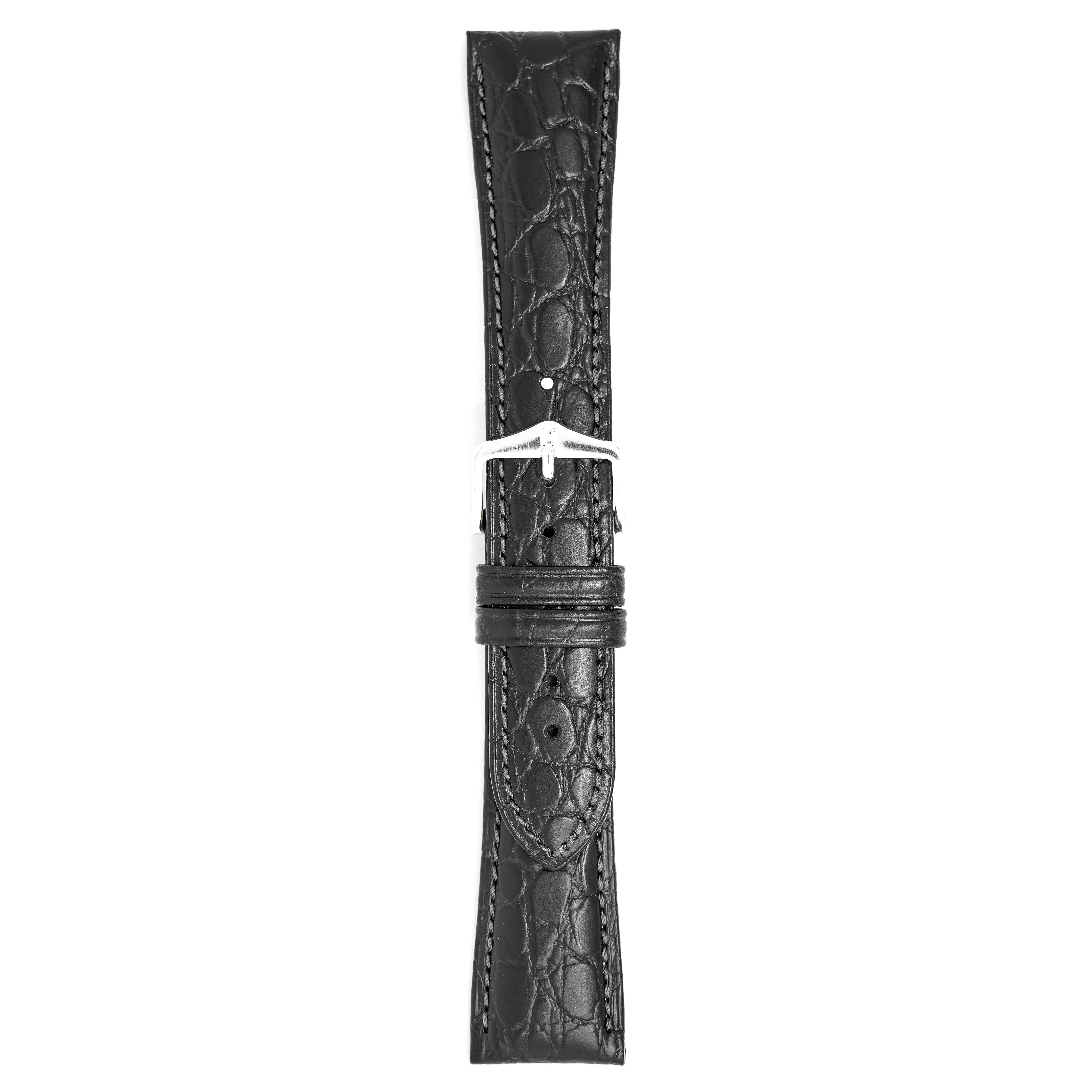 Hirsch Watch Aristocrat 22mm Long Black Leather Strap