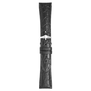 Hirsch Watch Aristocrat 22mm Long Black Leather Strap