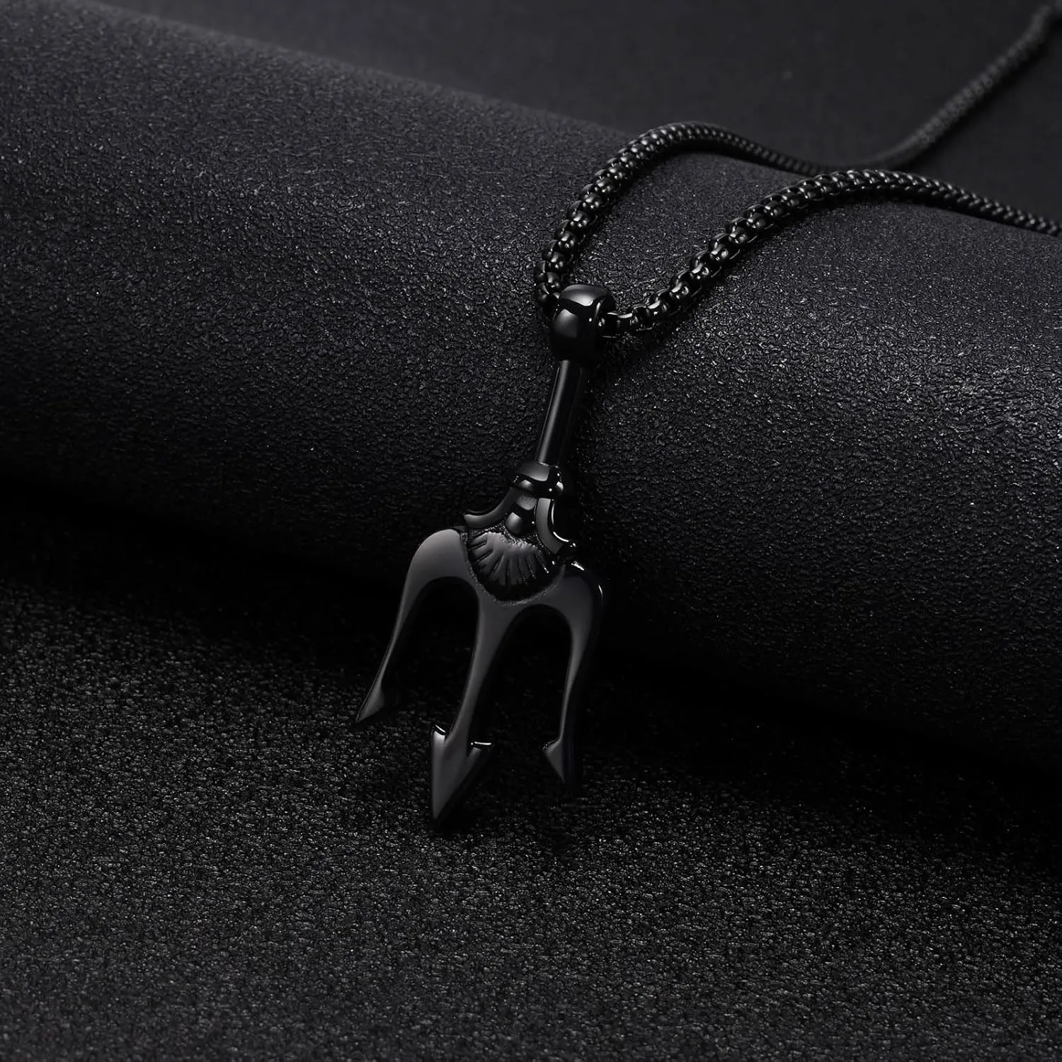 Hisatan Poseidon Trident Pendant Stainless Steel Ancient Greece Amulet Necklace for Men, Gift for Sailor