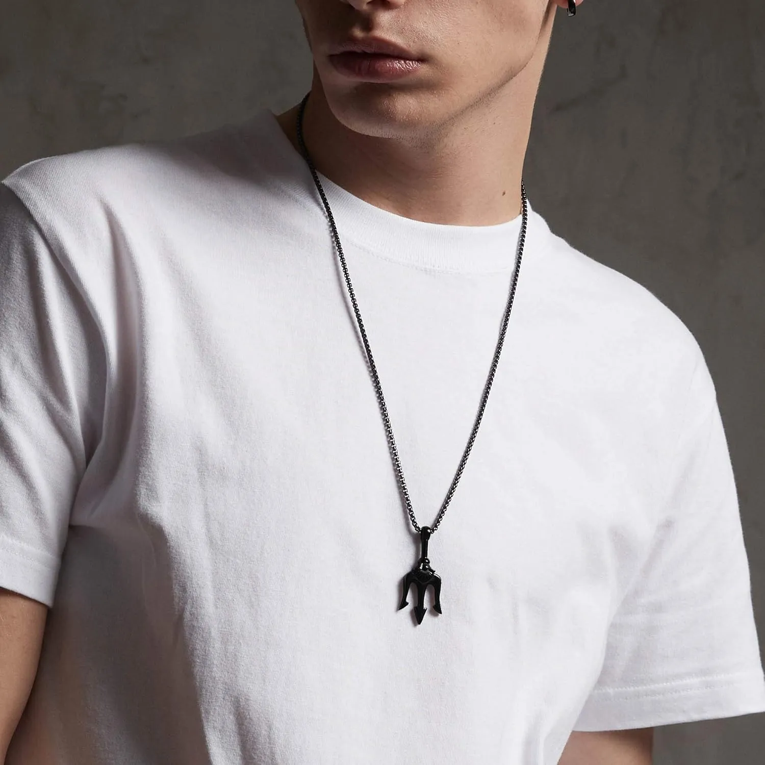 Hisatan Poseidon Trident Pendant Stainless Steel Ancient Greece Amulet Necklace for Men, Gift for Sailor