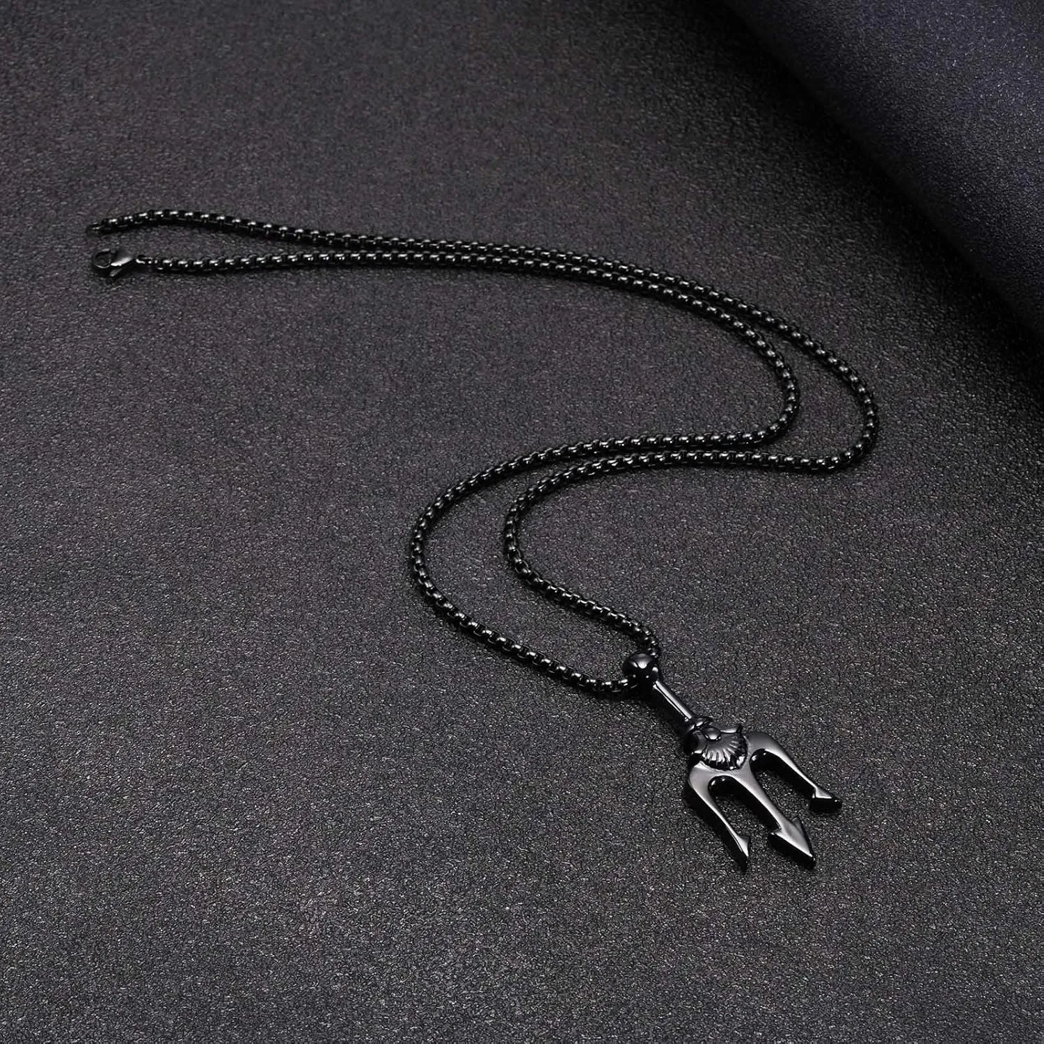 Hisatan Poseidon Trident Pendant Stainless Steel Ancient Greece Amulet Necklace for Men, Gift for Sailor