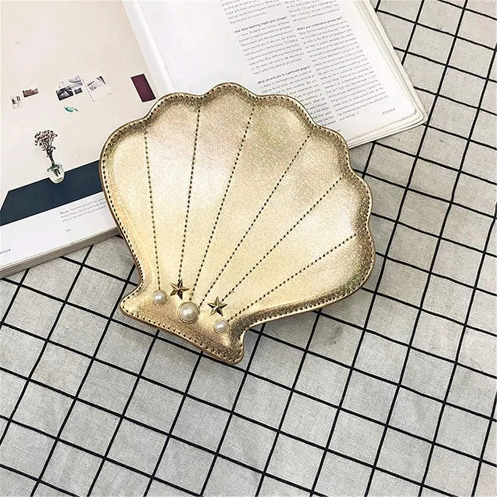 Hologram Laser Shell Shoulder Bags Pearl Cross-body Chain Purse Bags for Womens