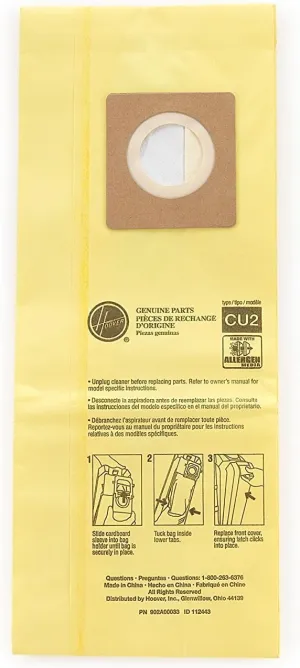 Hoover Commercial AH10243 Upright Bags for HushTone, Allergen Filtration (Pack of 10) (2 X Pack of 10)