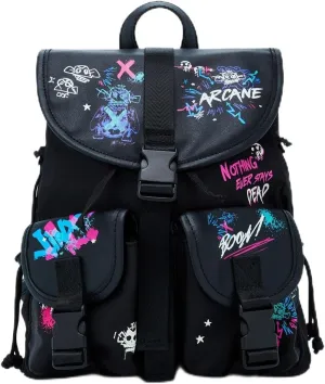 Hot Topic Arcane Graffiti Glow-In-The-Dark Slouch Mini Backpack BLACK NONE