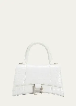 Hourglass XS Crocodile-Embossed Top-Handle Bag
