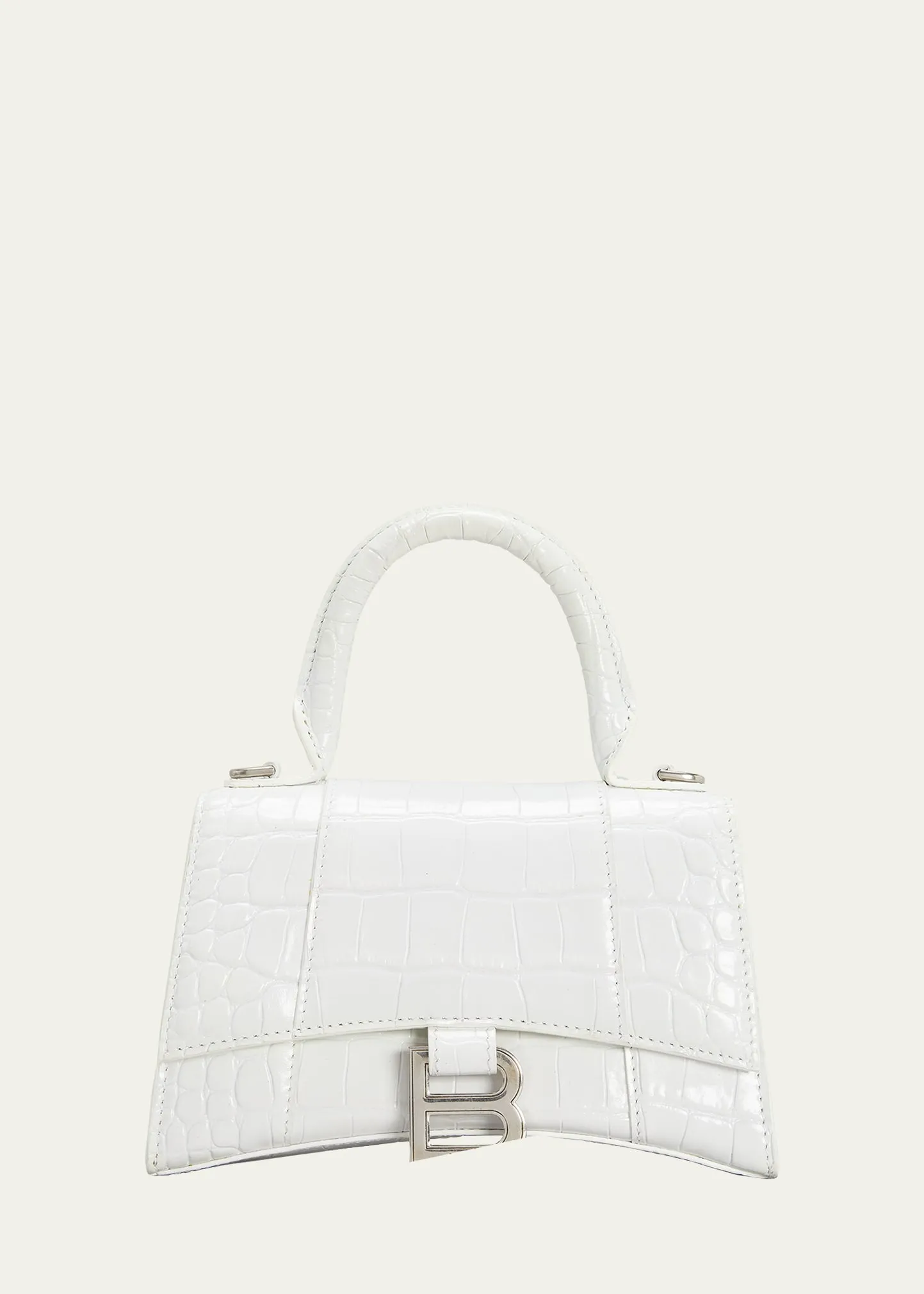 Hourglass XS Crocodile-Embossed Top-Handle Bag