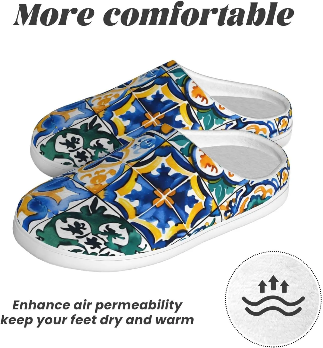 House Slippers for Woman Men Ethnic Mexican Tile Pattern Comfy Flannel Women's Slippers Non Slip Home Slippers Shoes