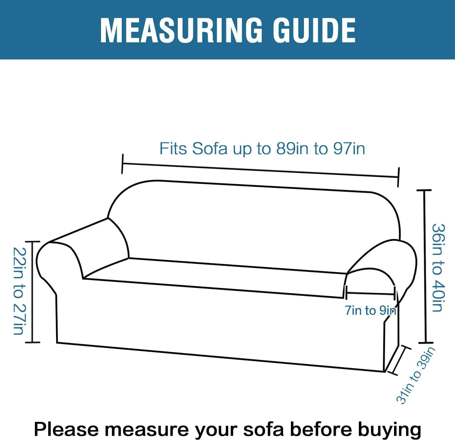 H.VERSAILTEX Stretch Velvet Sofa Covers Large Couch Covers Sofa Slipcovers Furniture Protector Soft with Non Slip Elastic Bottom, Feature Thick Comfy Rich Velour (XL Sofa, 89"-97", Peacock Blue)