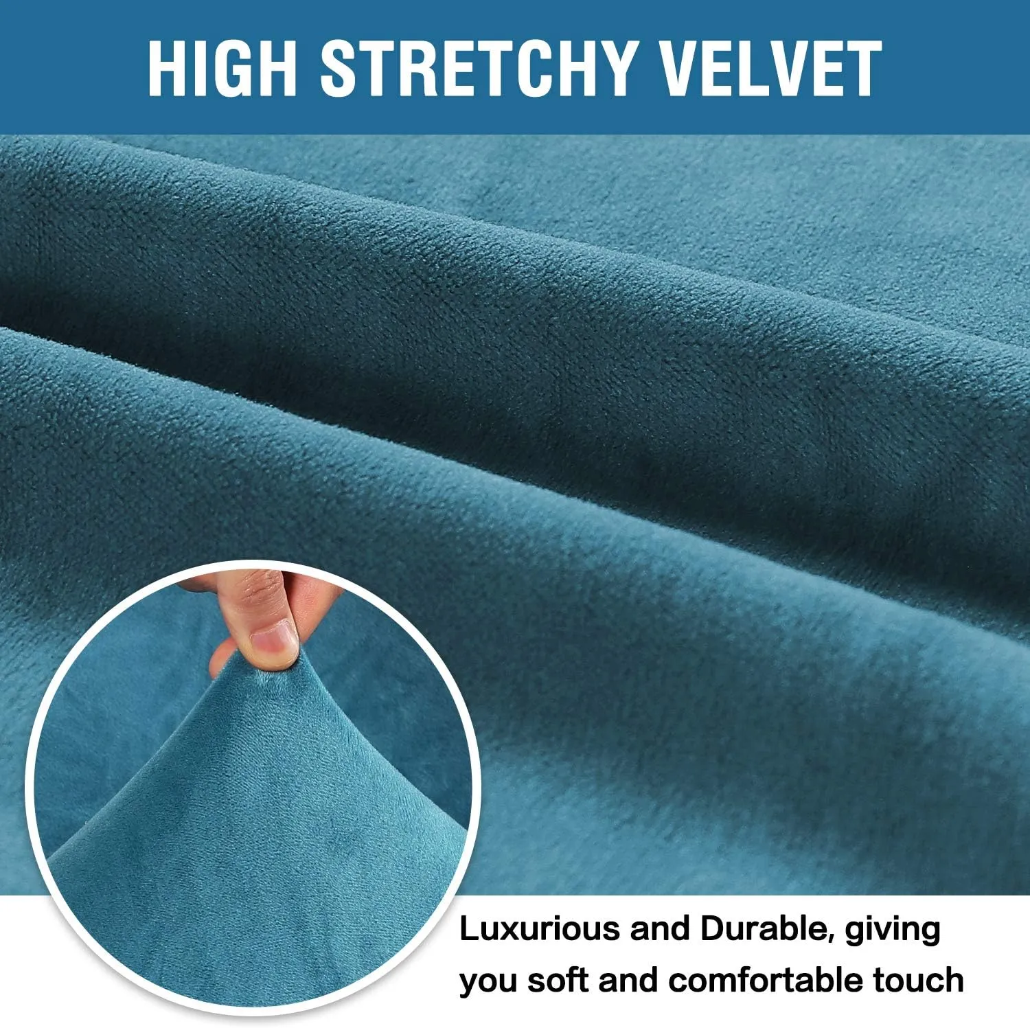 H.VERSAILTEX Stretch Velvet Sofa Covers Large Couch Covers Sofa Slipcovers Furniture Protector Soft with Non Slip Elastic Bottom, Feature Thick Comfy Rich Velour (XL Sofa, 89"-97", Peacock Blue)