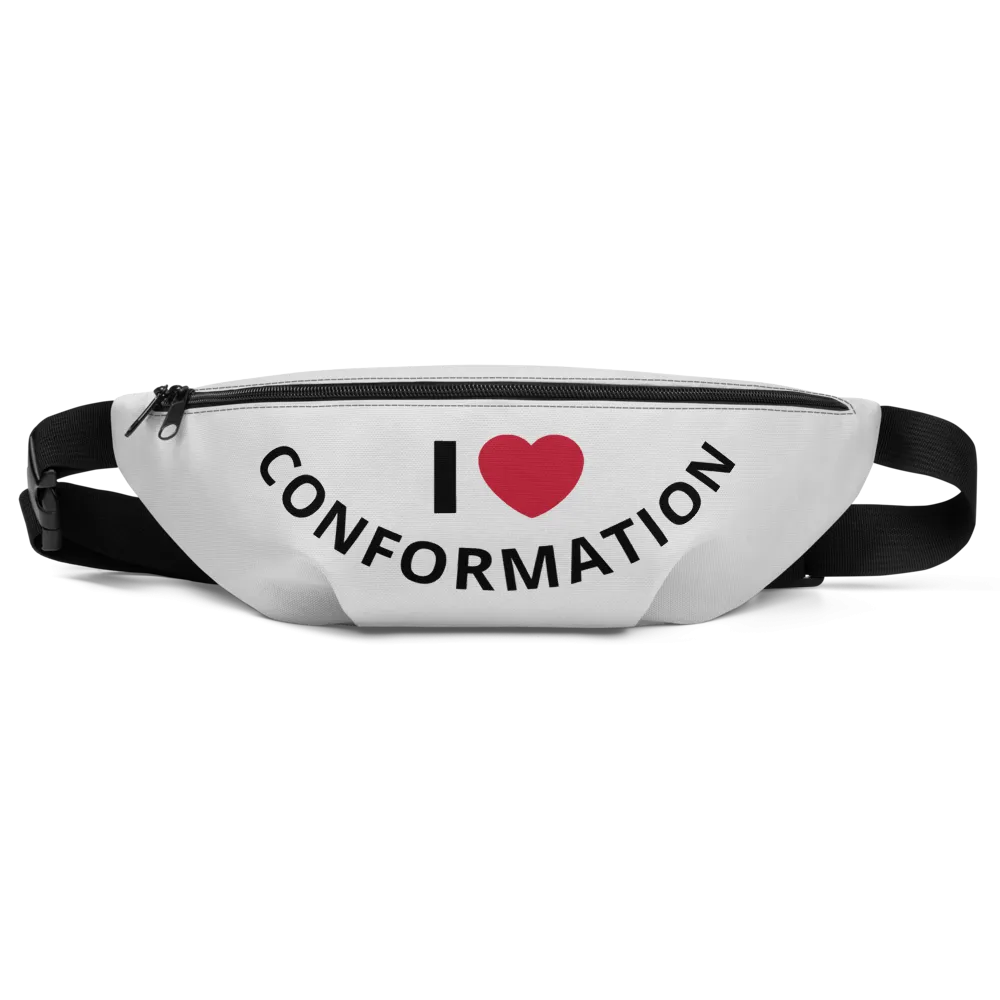 I Heart Curved Conformation Fanny Pack-Lt. Grey