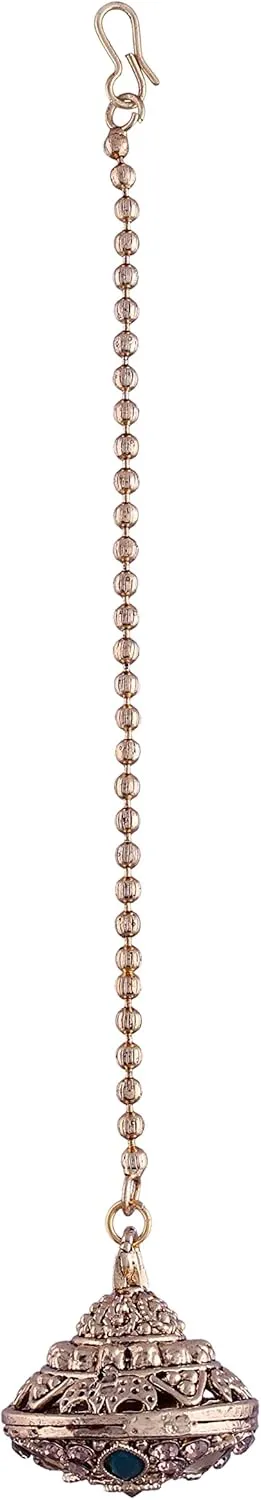 I Jewels Gold Plated Indian Wedding Bollywood Kundan Pearl Studded Borla Matha Patti Maang Tikka for Women