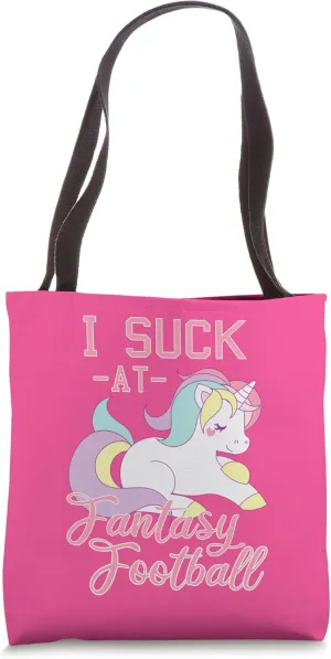 I Suck At Fantasy Football League Punishment Pink Unicorn Tote Bag