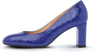 iadore Women Retro Chunky High Heel Shoes Fashion Round Toe Crocodile Pattern Slip on Comfortable Dress Pumps Size 5-12 US