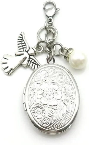 IDLAN Bouquet Locket Photo Charm Wedding Bouquet Memory Charm Memorial Bride Pendant Memorial Photo Keepsake