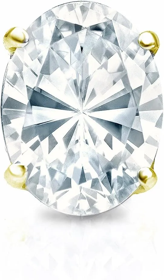 IGI Certified14k Yellow Gold 4-Prong Basket Oval Diamond SINGLE STUD Earring (3/4 cttw, G-H, SI1-SI2) SB