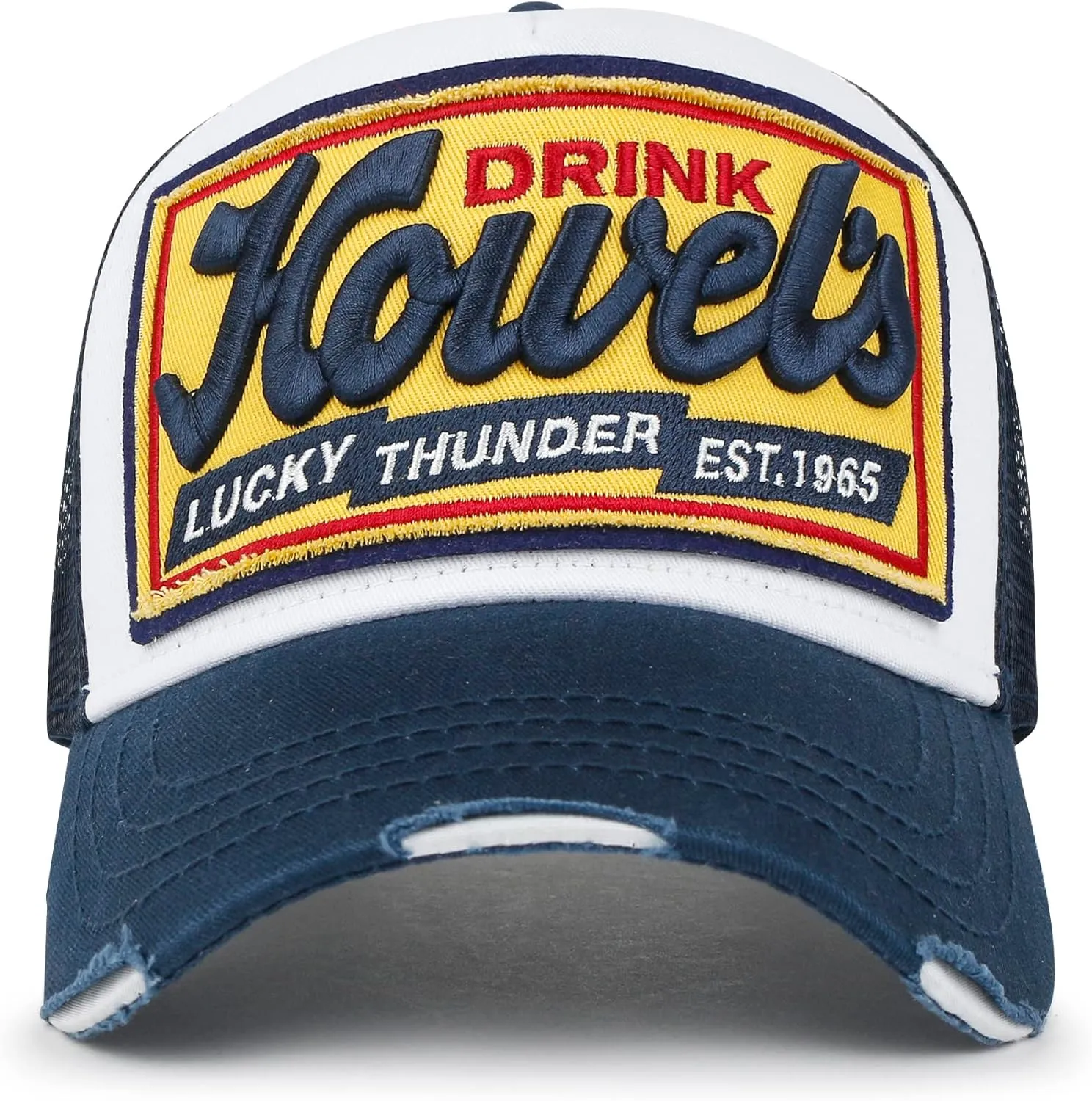ililily Premium Howels Embroidery Vintage Baseball Cap Distressed Trucker Hat