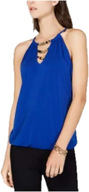 INC International Concepts I.n.c. Embellished Halter Top, Created for Macy's Navy