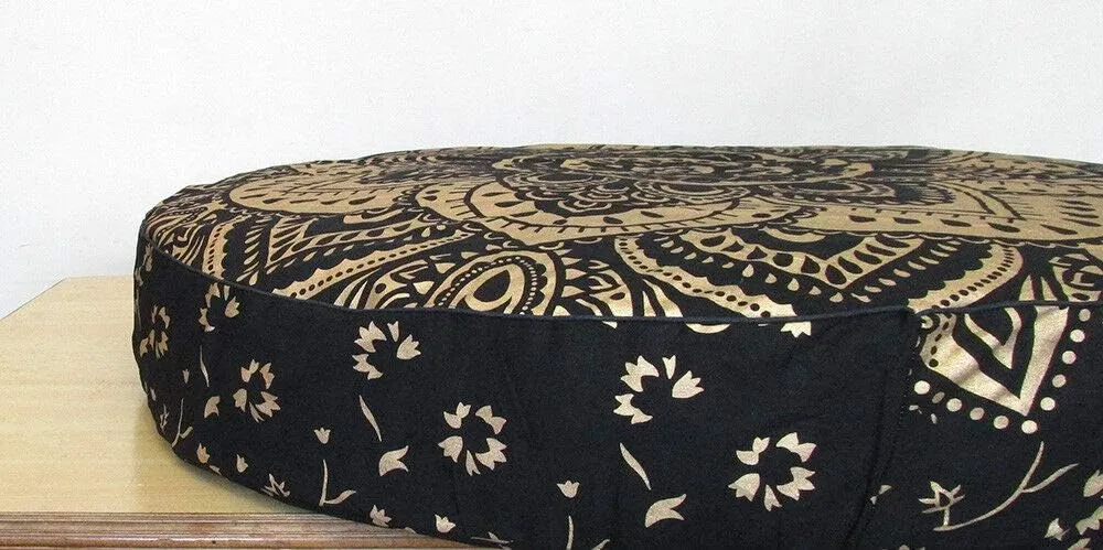 Indian Mandala Cotton Pillow Cover Decorative Handmade Pouf Cover Bohemian Ottoman Case Yoga Mat Outdoor Cushion Cover Yoga Mat Home Decorative Ottoman Pouf Seting Throw Pet DOD Bed