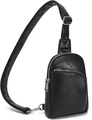 INICAT RFID Blocking Sling Bag Leather Crossbody Bags for Women Fanny Pack Cross Body for Woman Chest Bag for Travel 1.9L