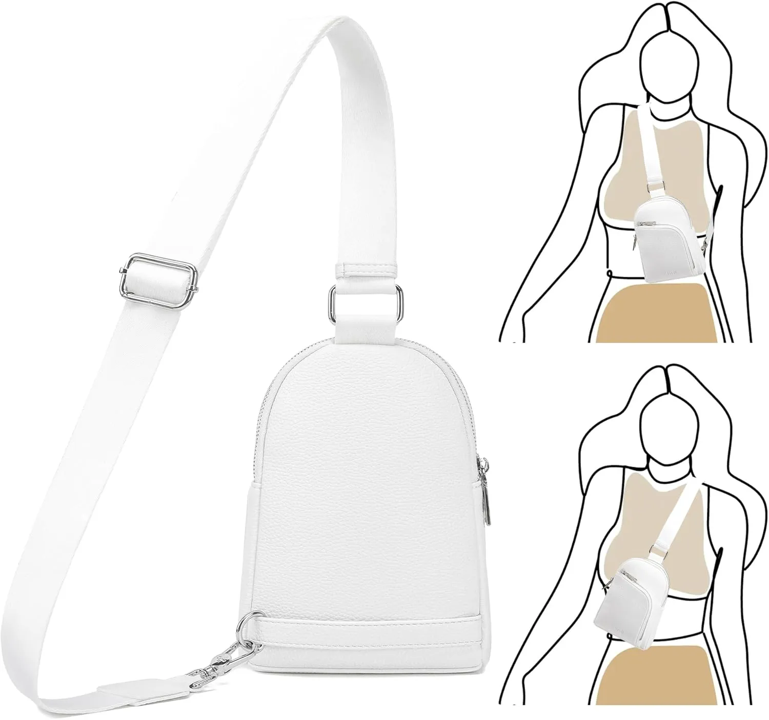 INICAT RFID Blocking Sling Bag Leather Crossbody Bags for Women Fanny Pack Cross Body for Woman Chest Bag for Travel 1.9L